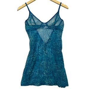 VTG Y2K 00's Victoria's Secret Blue Cheetah Pint Shear Dress 36C
